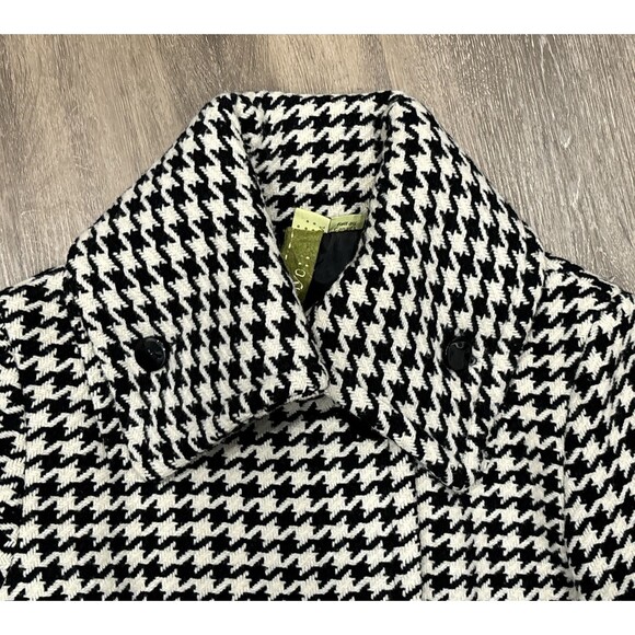Soia & Kyo Coat Womens Large Black White Wool Blend Houndstooth Jacket - Picture 2 of 14